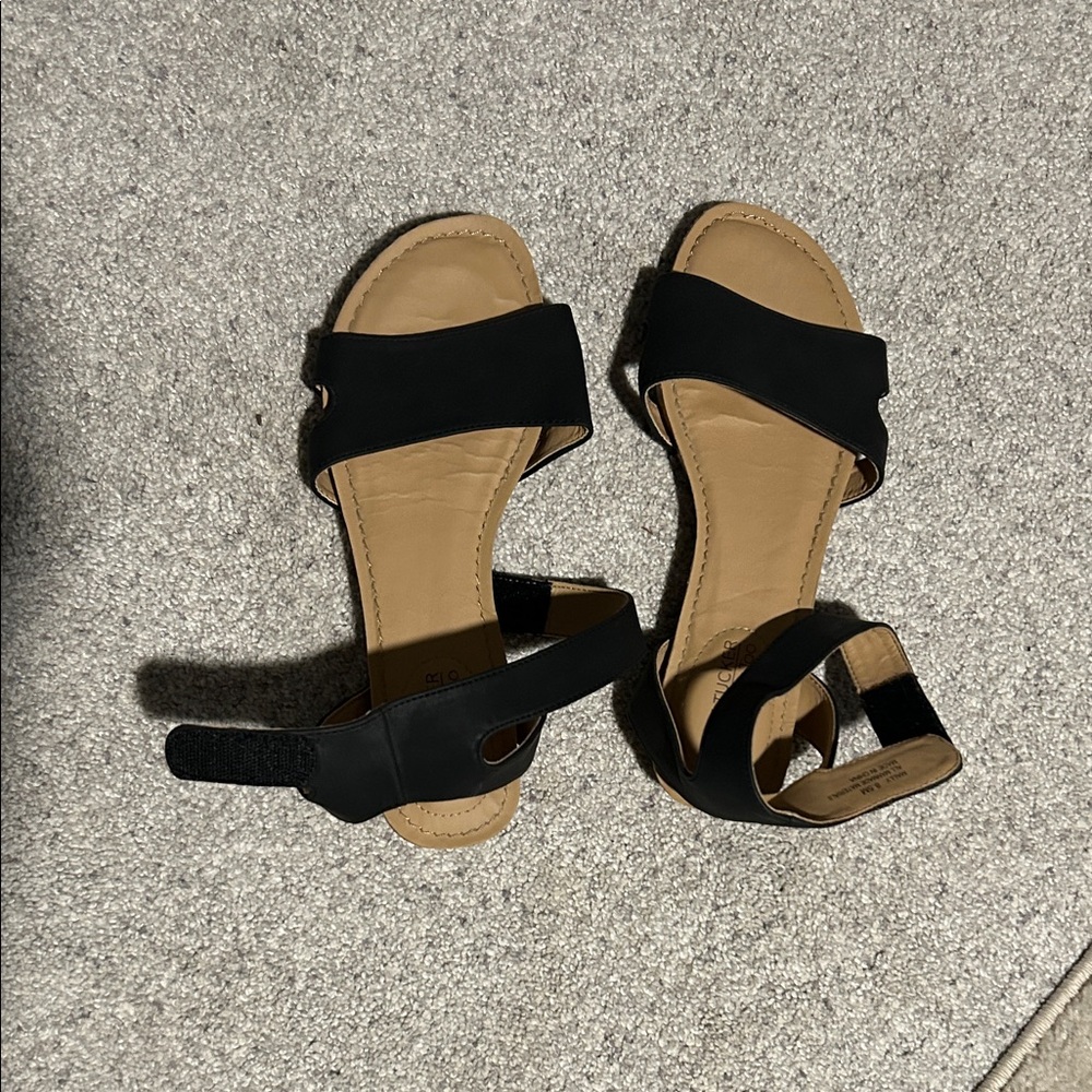 Adam Tucker Black and Tan Women Sandals